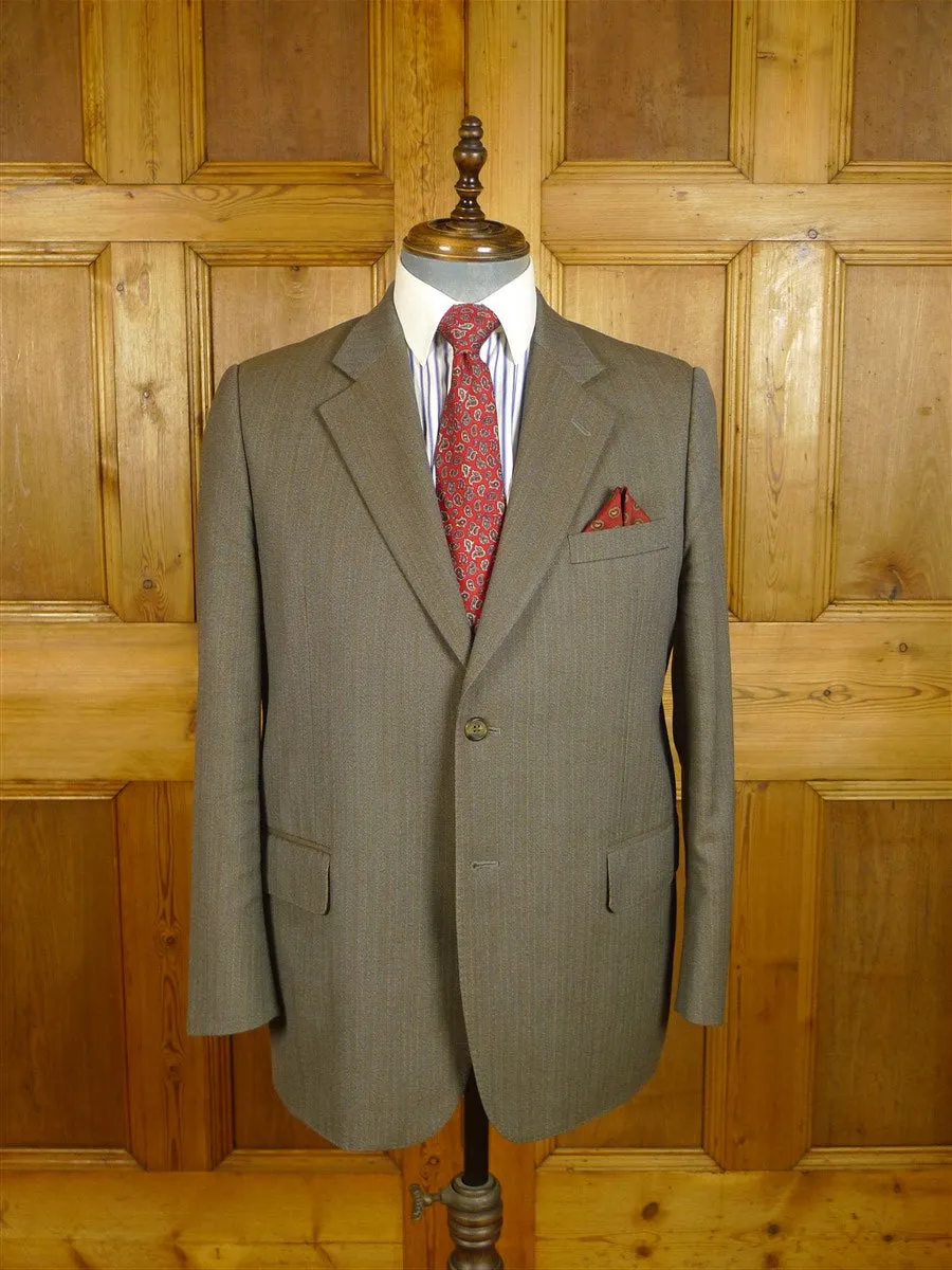 080824/016 apsley mayfair savile row bespoke brown / green multi-pinstripe worsted town & country suit 41 short