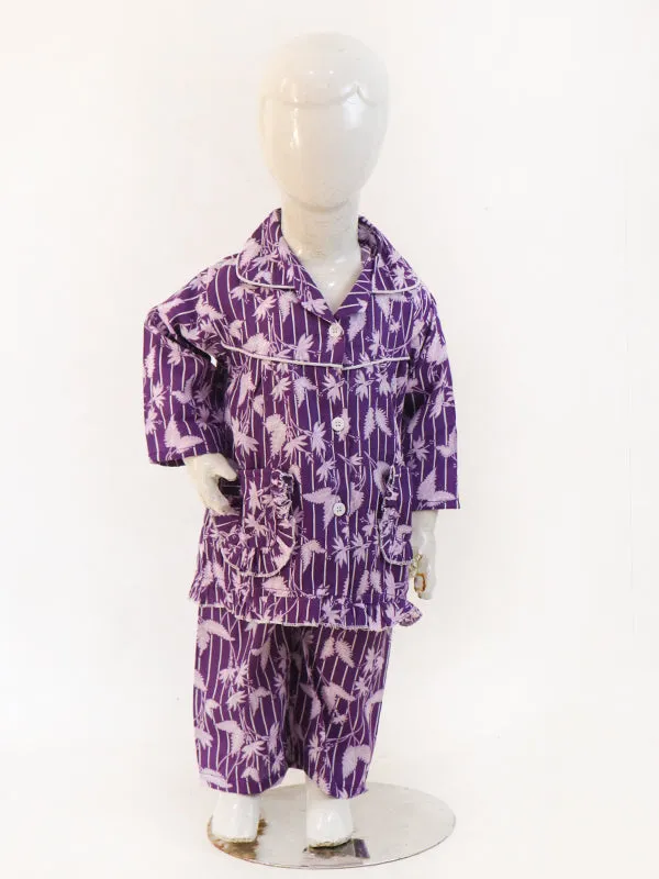 1Yrs - 5Yrs Purple Full Sleeves Cotton Night Suit For Girls NG GNS07