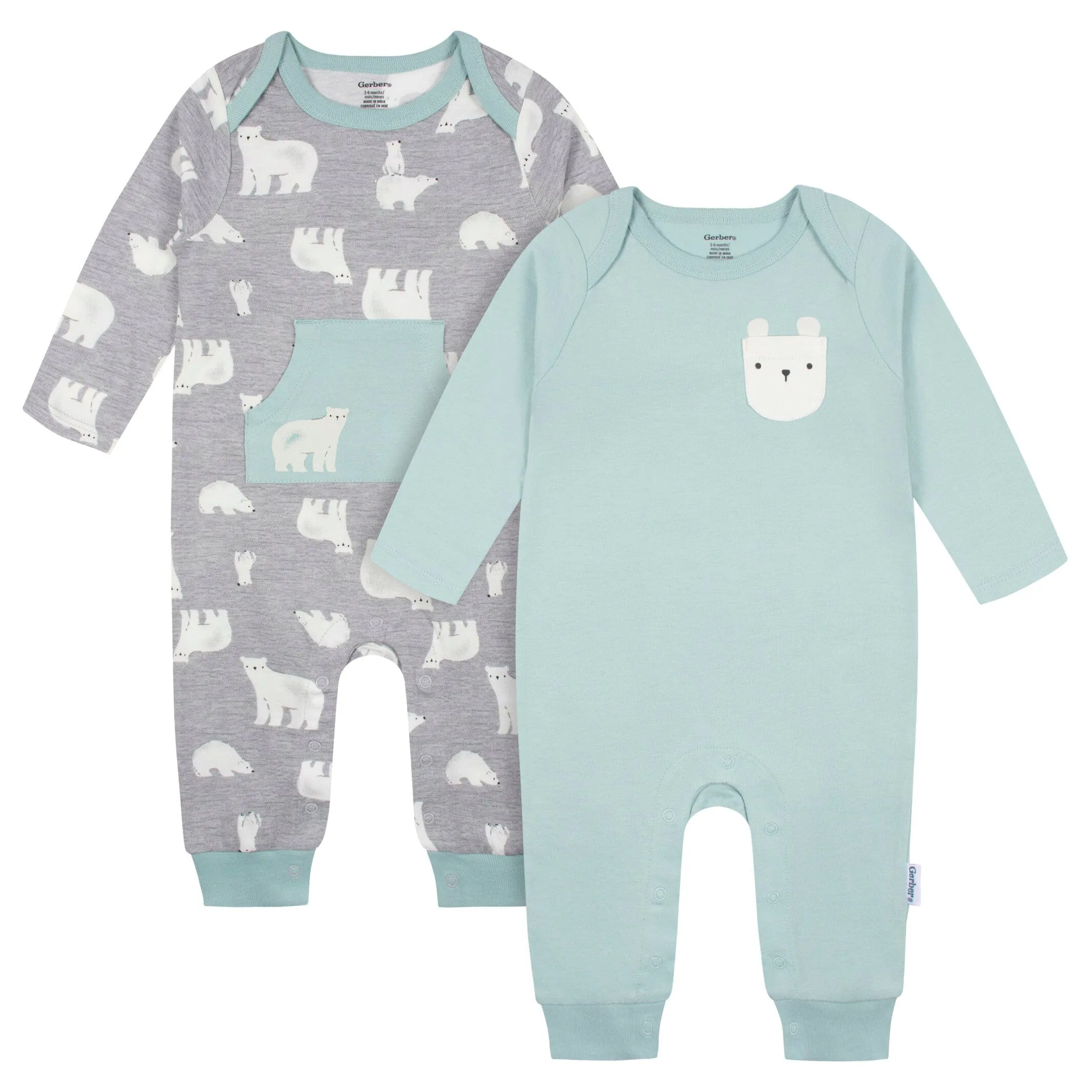 2-Pack Baby Boys Polar Bear Rompers