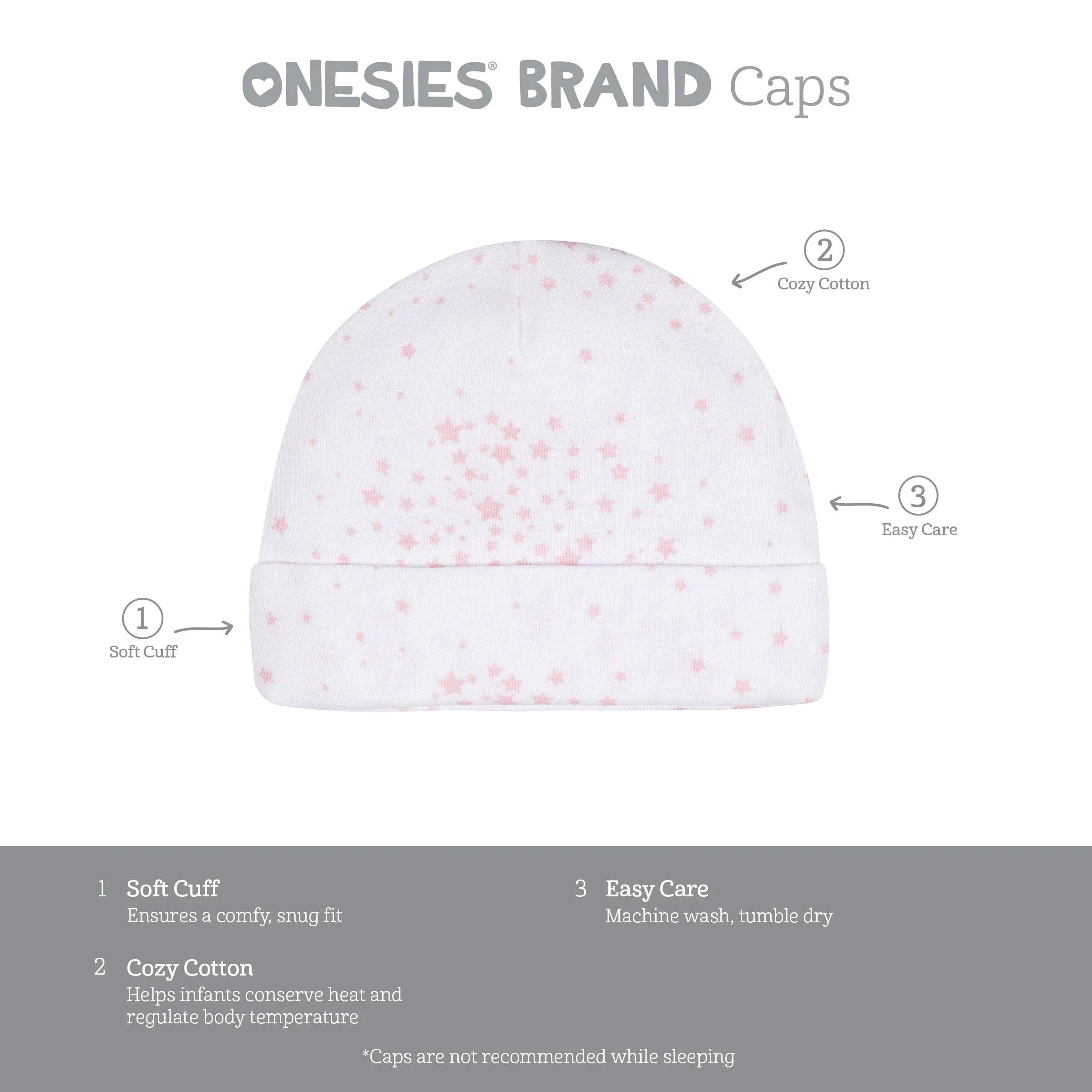 2-Pack Baby Girls Stars Caps