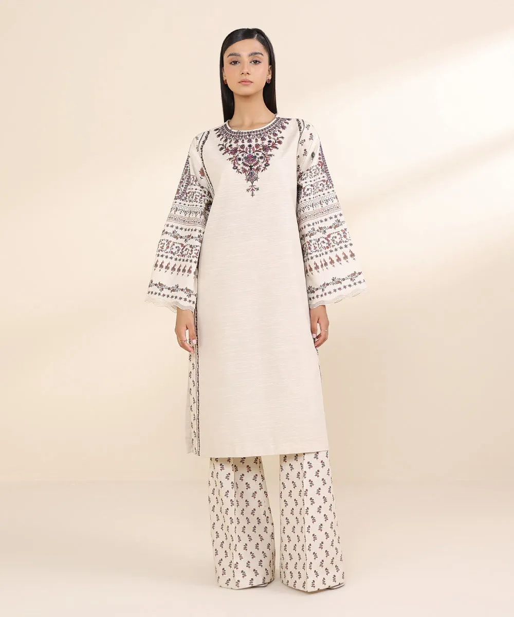 2 Piece - Embroidered Khaddar Suit