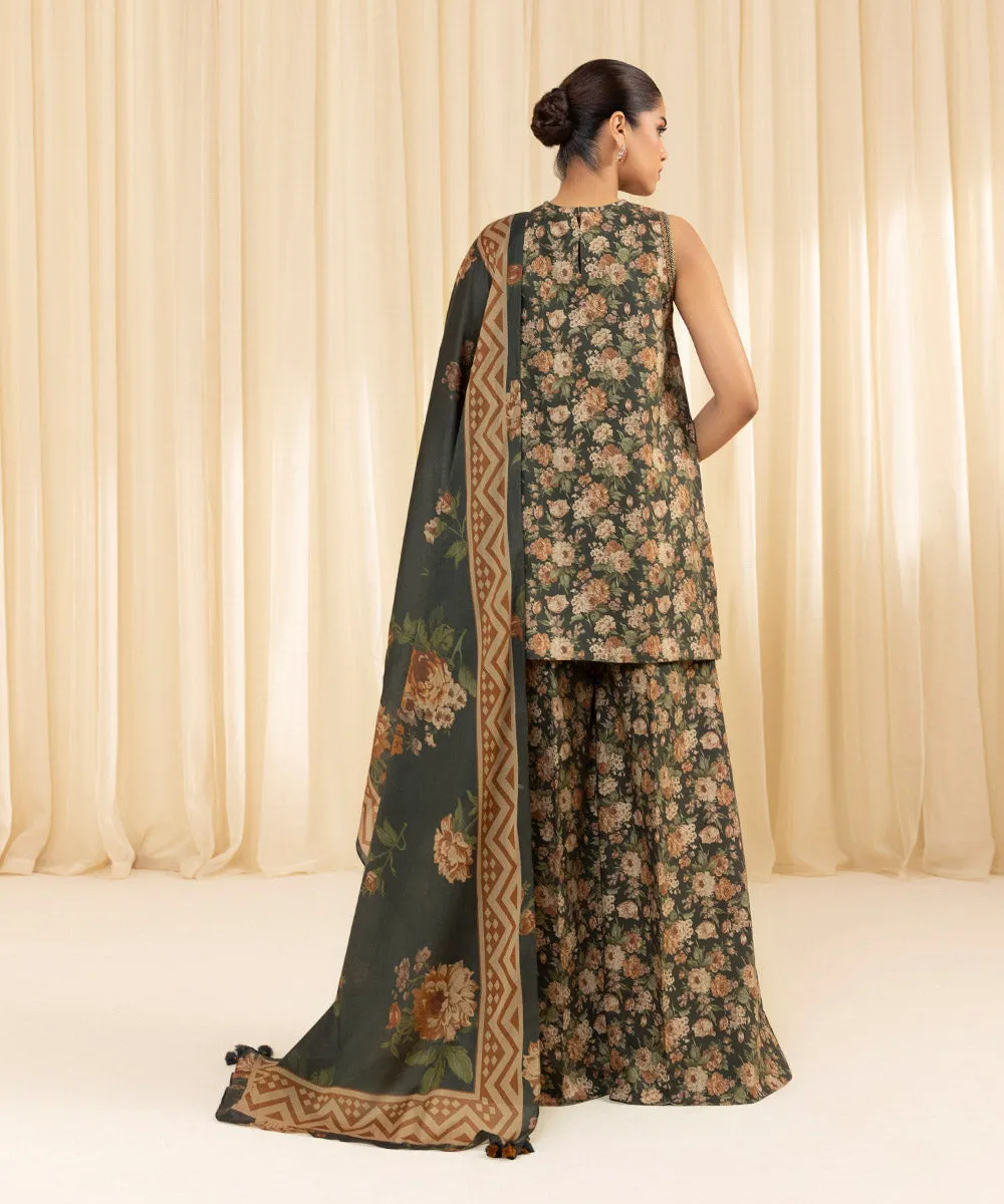 3 Piece -  Embroidered Cotton Viscose Suit