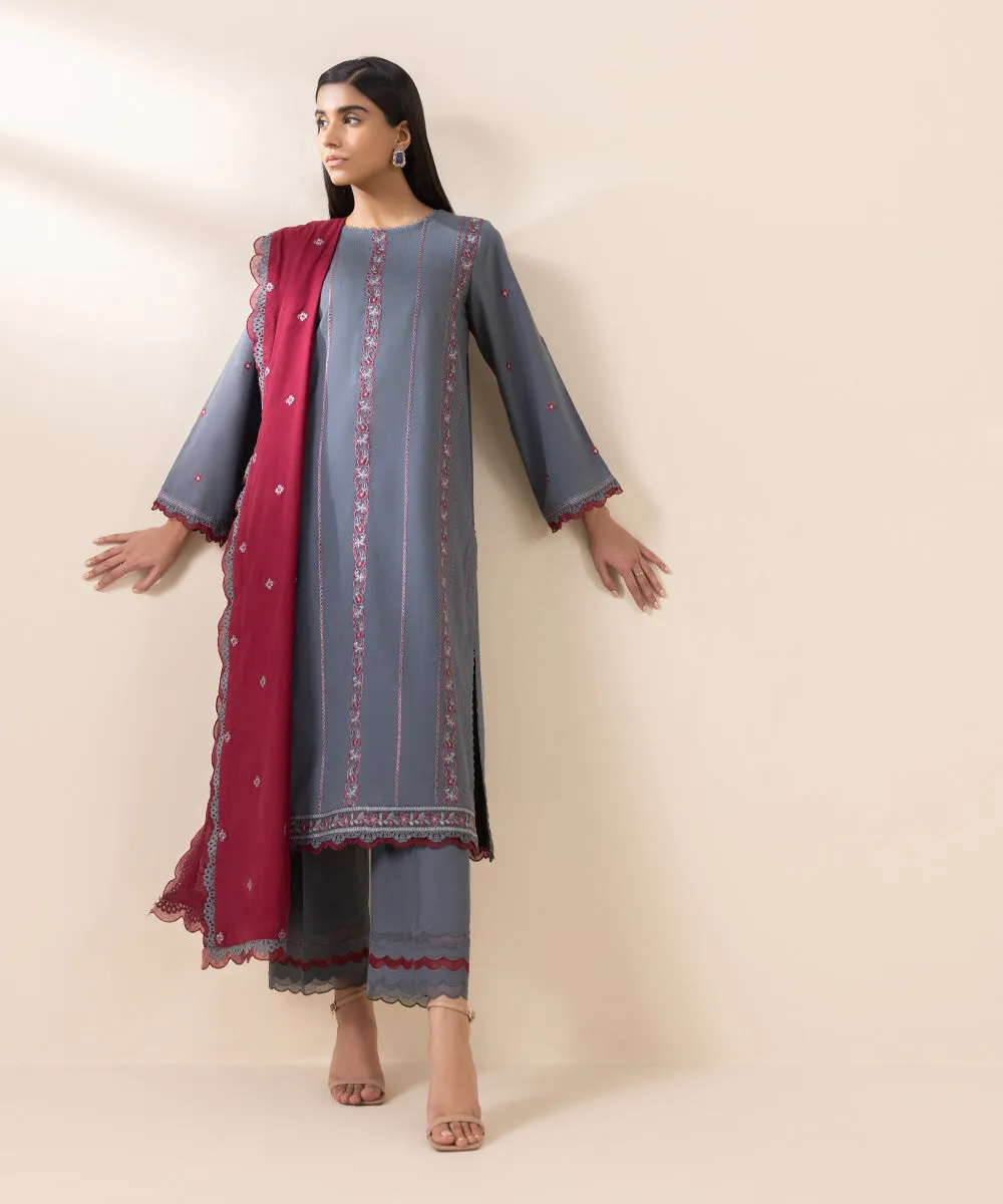 3 Piece - Embroidered Karandi Suit