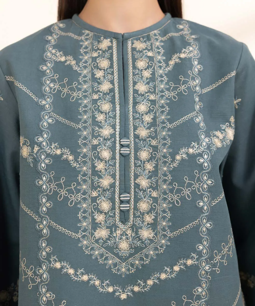 3 Piece - Embroidered Khaddar Suit