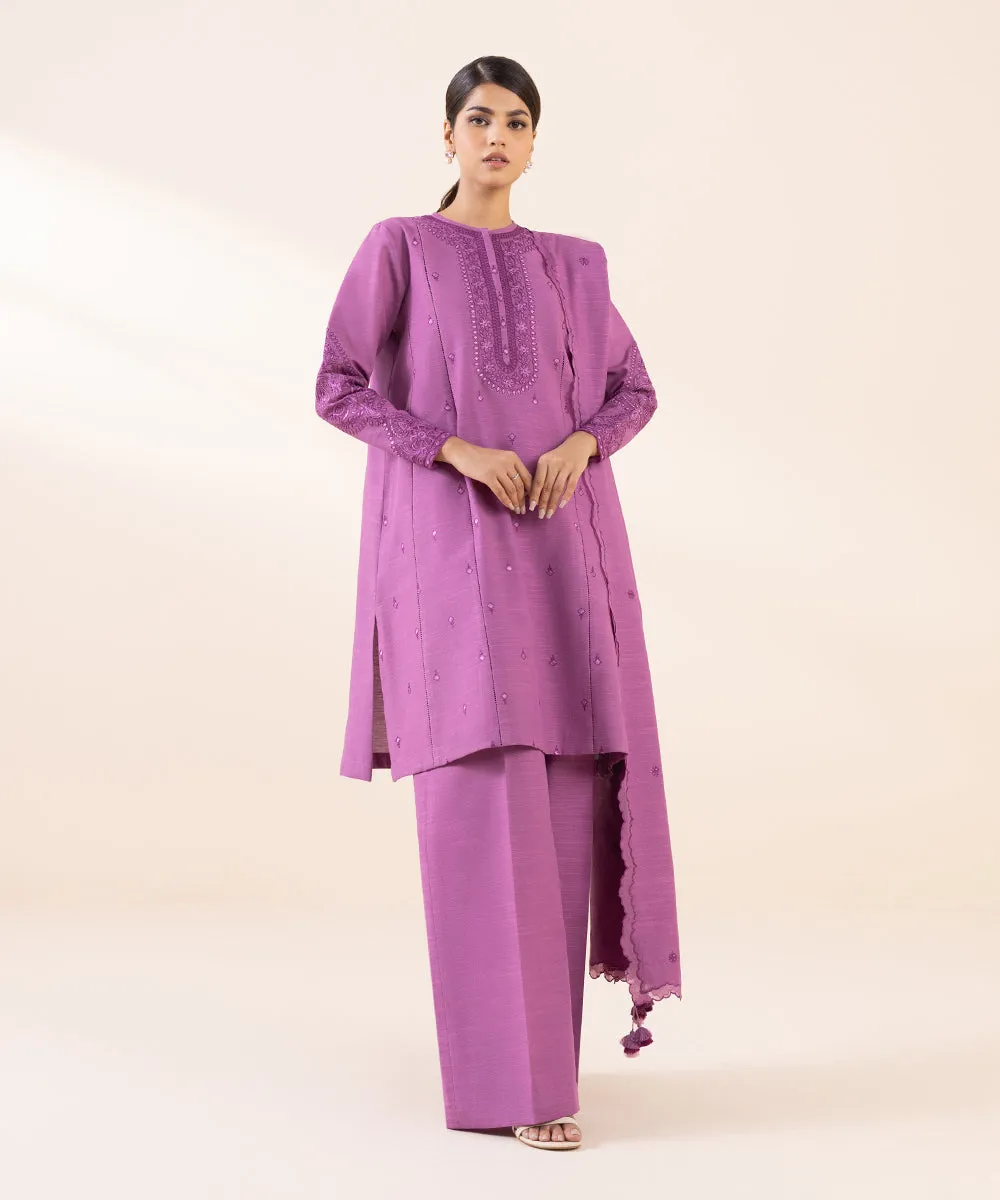 3 Piece - Embroidered Khaddar Suit