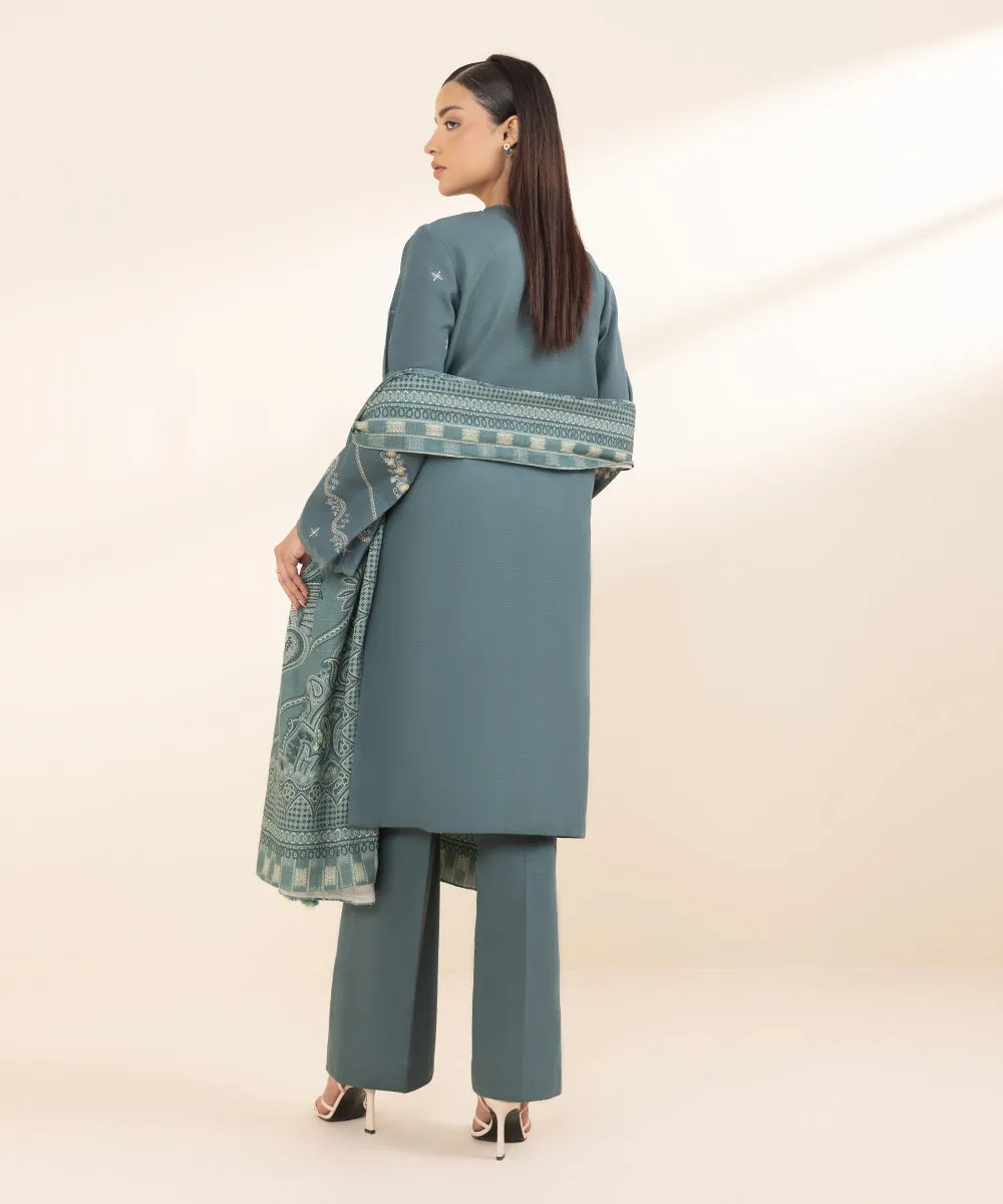 3 Piece - Embroidered Khaddar Suit