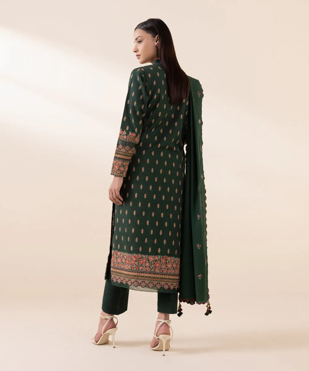 3 Piece - Embroidered Khaddar Suit