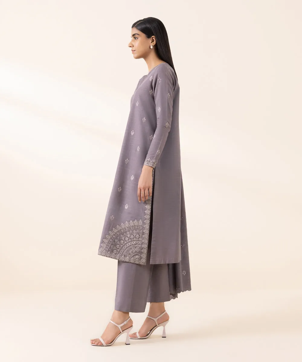 3 Piece - Embroidered Light Khaddar Suit