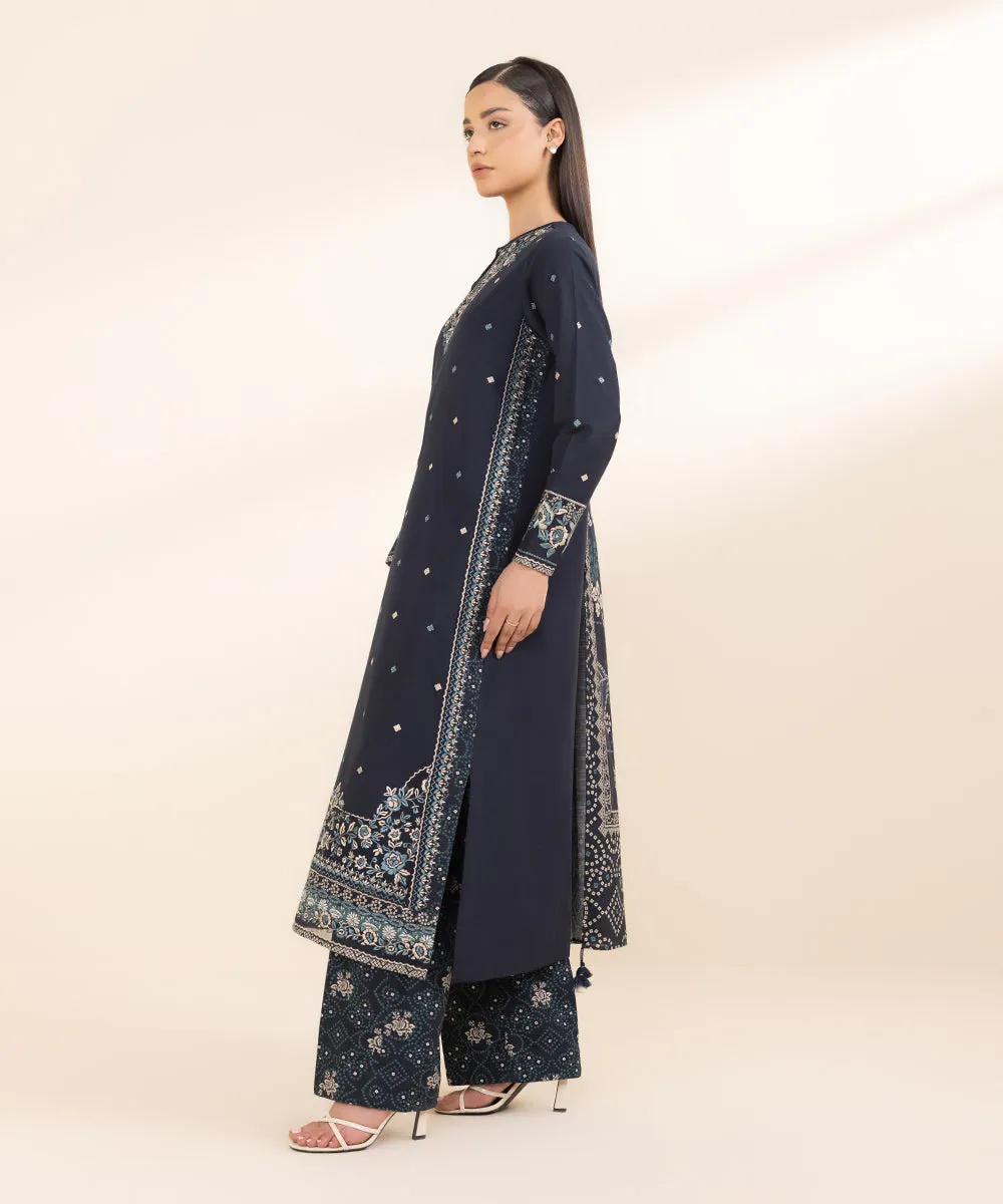 3 Piece - Embroidered Light Khaddar Suit