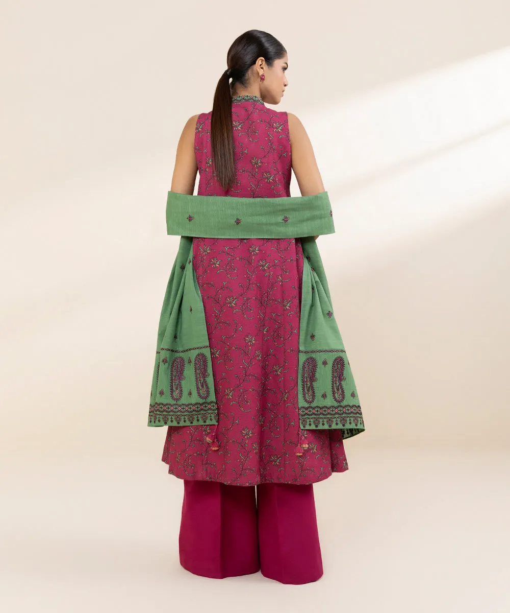 3 Piece - Embroidered Light Khaddar Suit