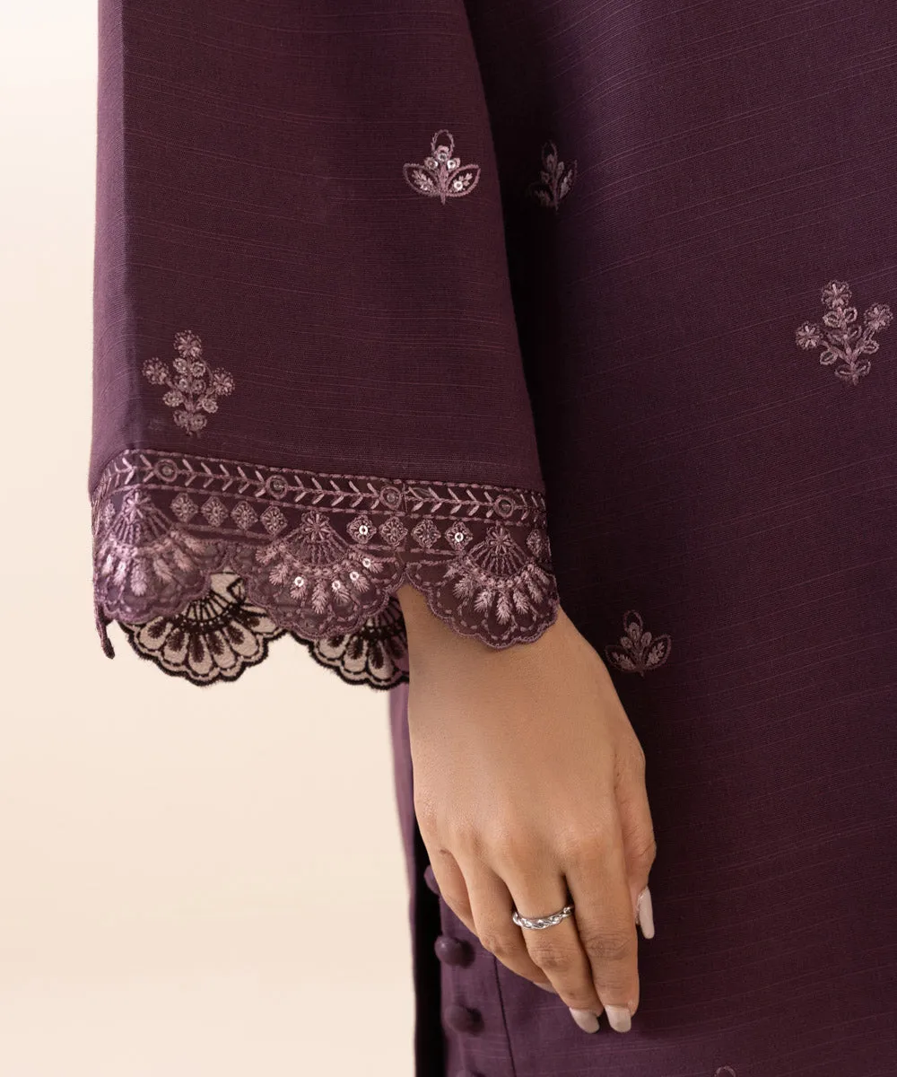 3 Piece - Embroidered Light Khaddar Suit