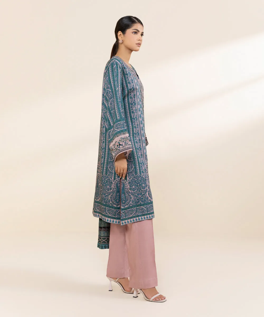 3 Piece - Embroidered Linen Suit