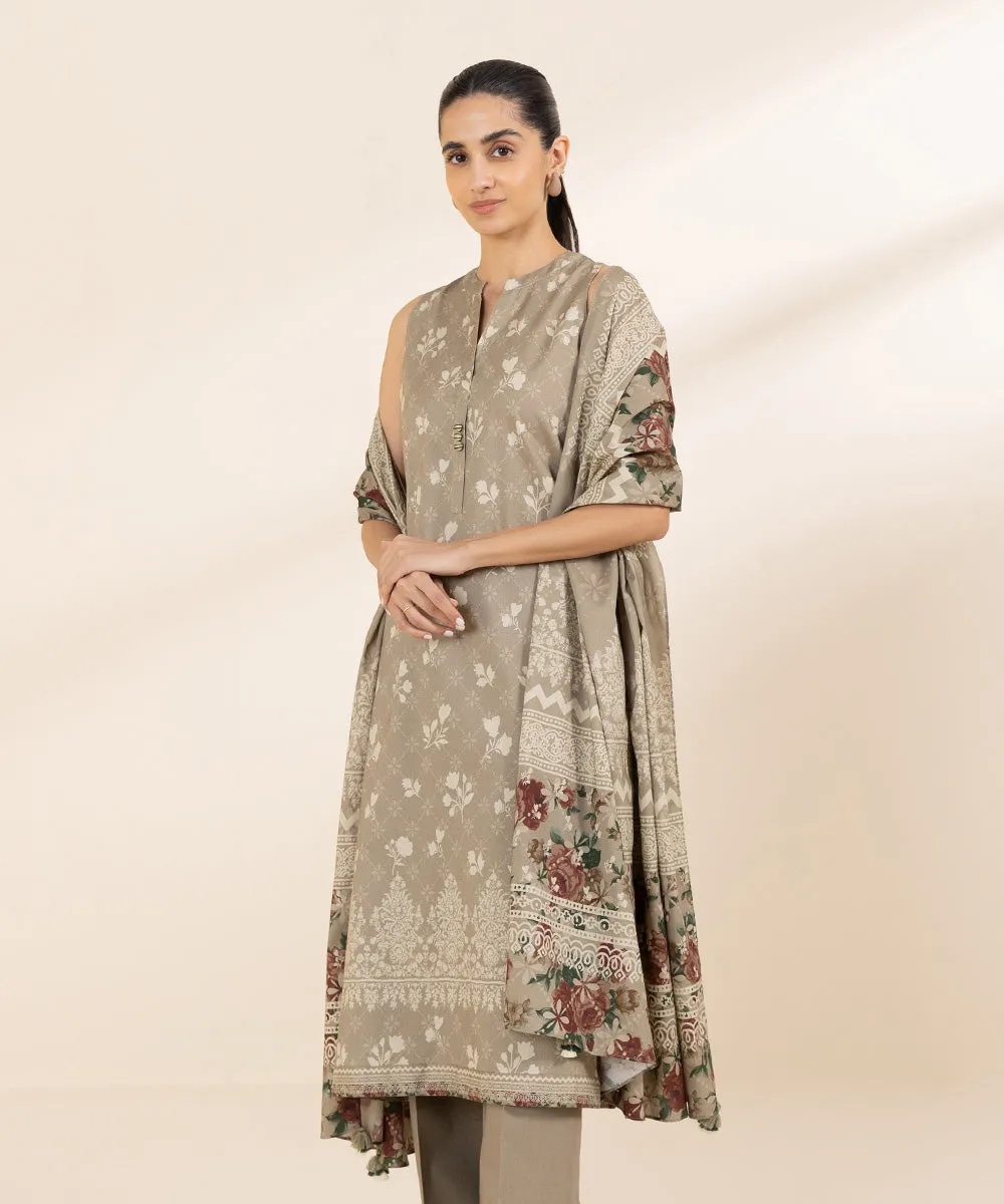 3 Piece - Printed Cotton Viscose Suit