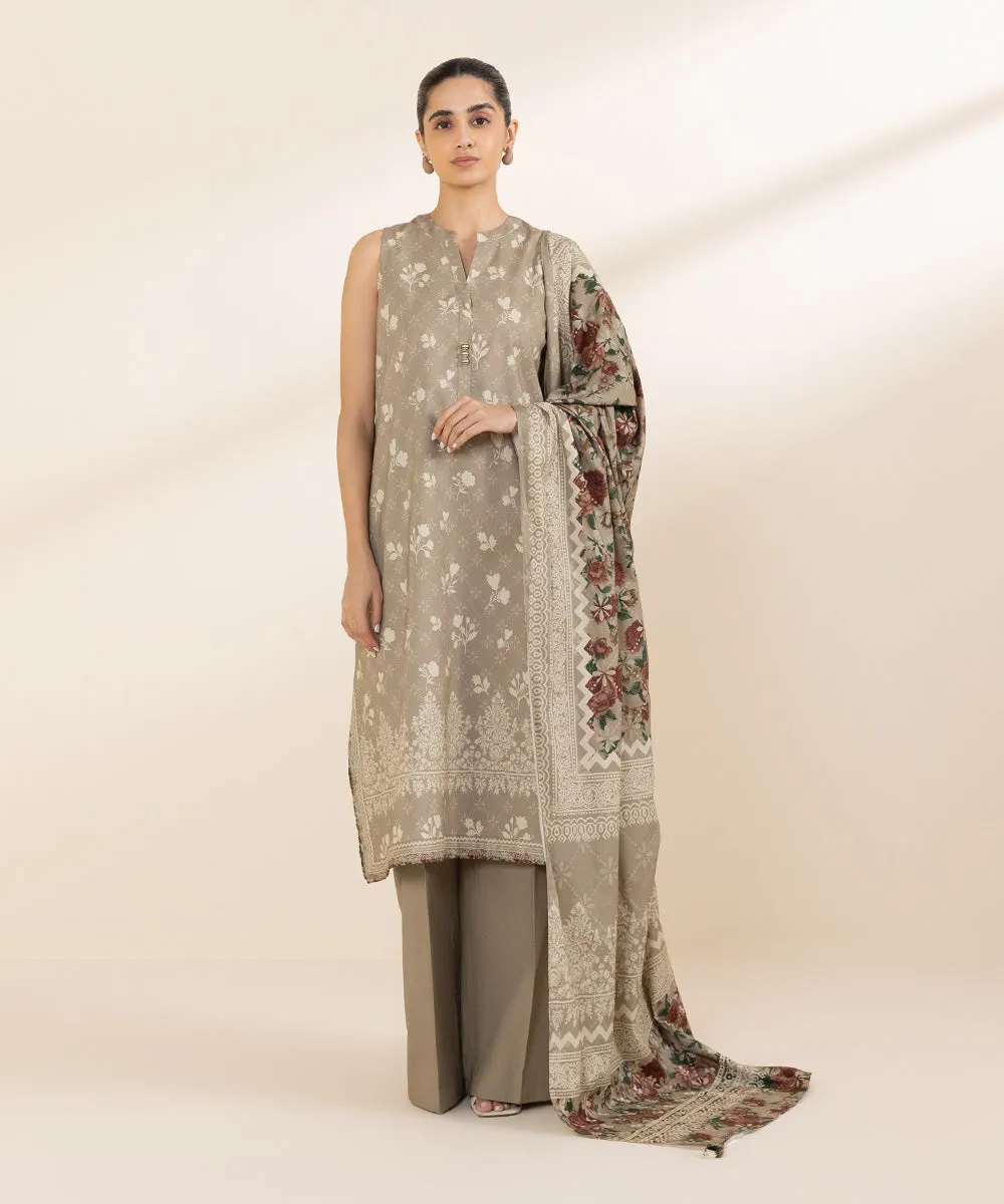 3 Piece - Printed Cotton Viscose Suit