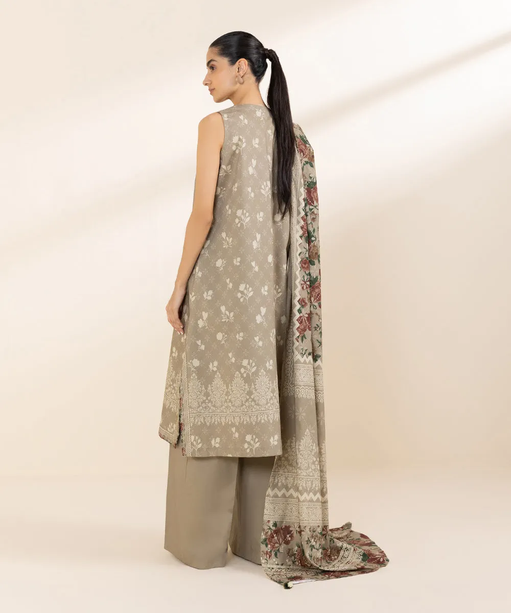 3 Piece - Printed Cotton Viscose Suit