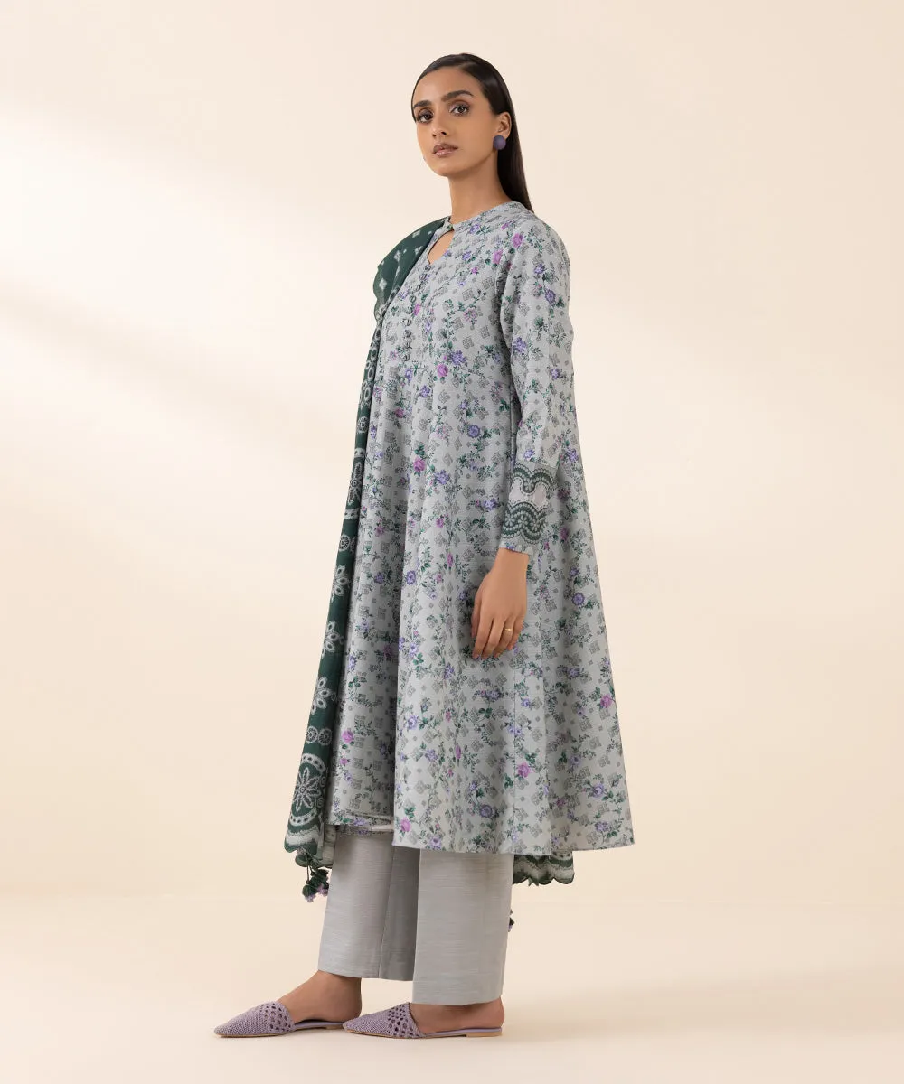 3 Piece - Printed Light Khaddar Suit