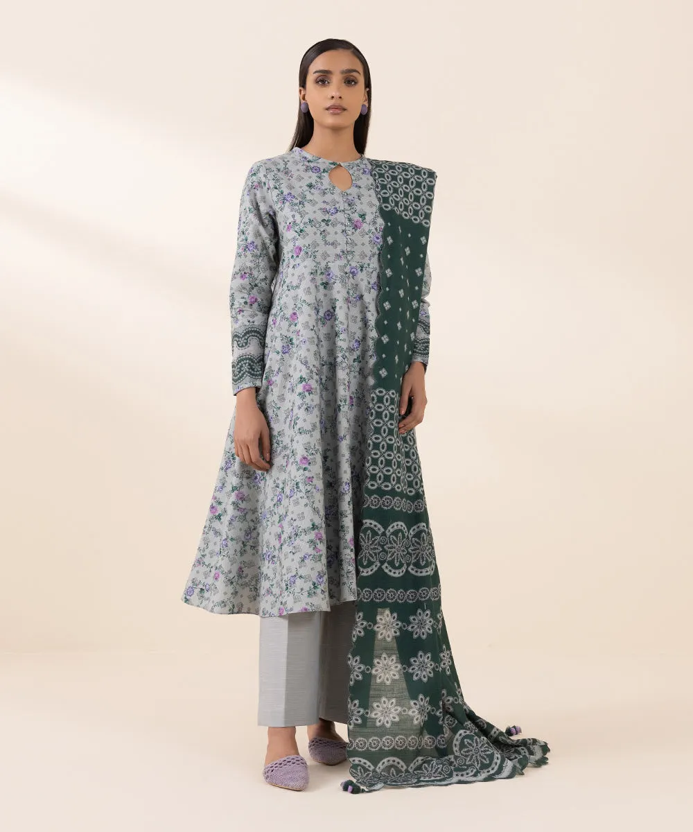 3 Piece - Printed Light Khaddar Suit