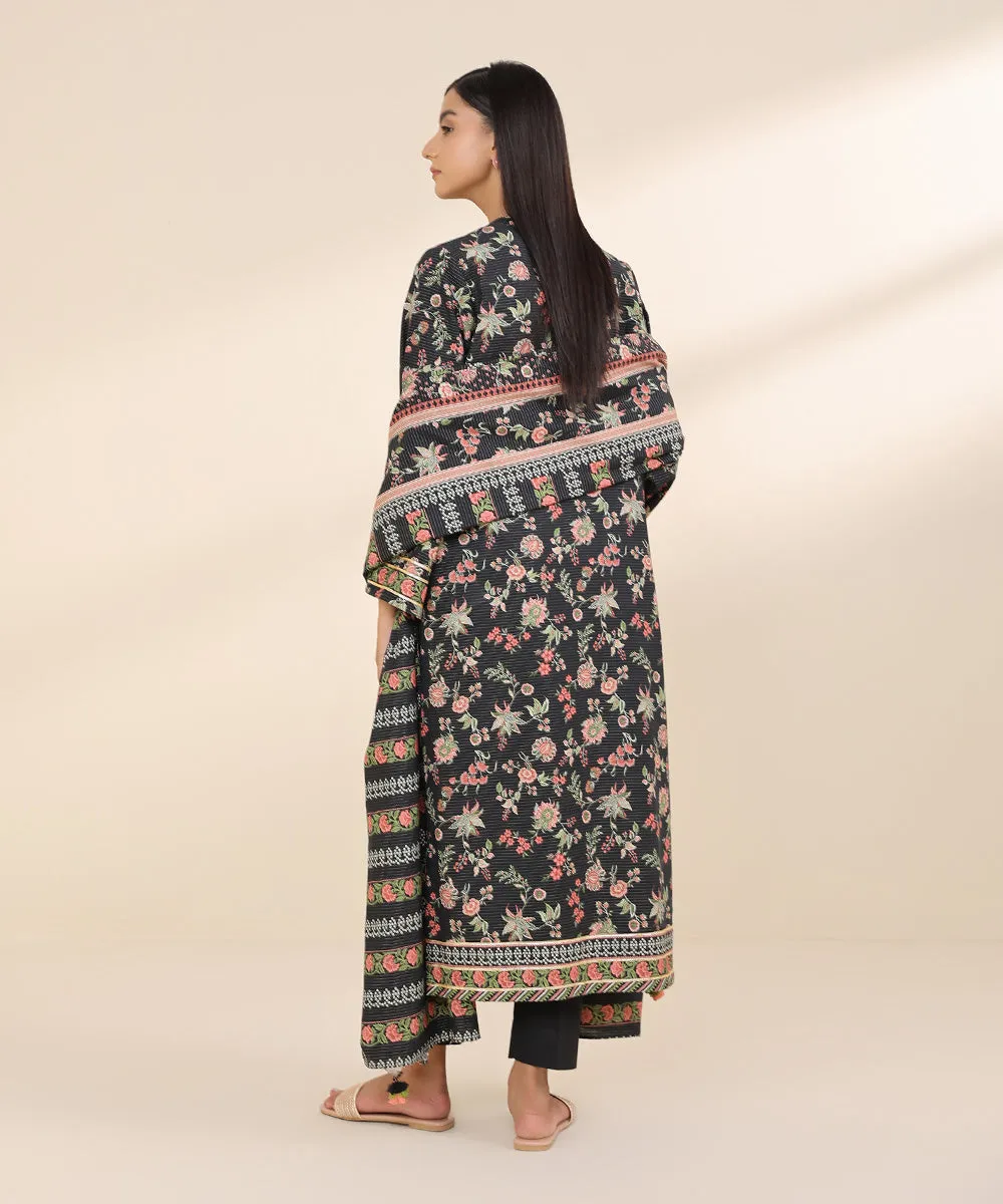 3 Piece - Printed Zari Khaddar Suit