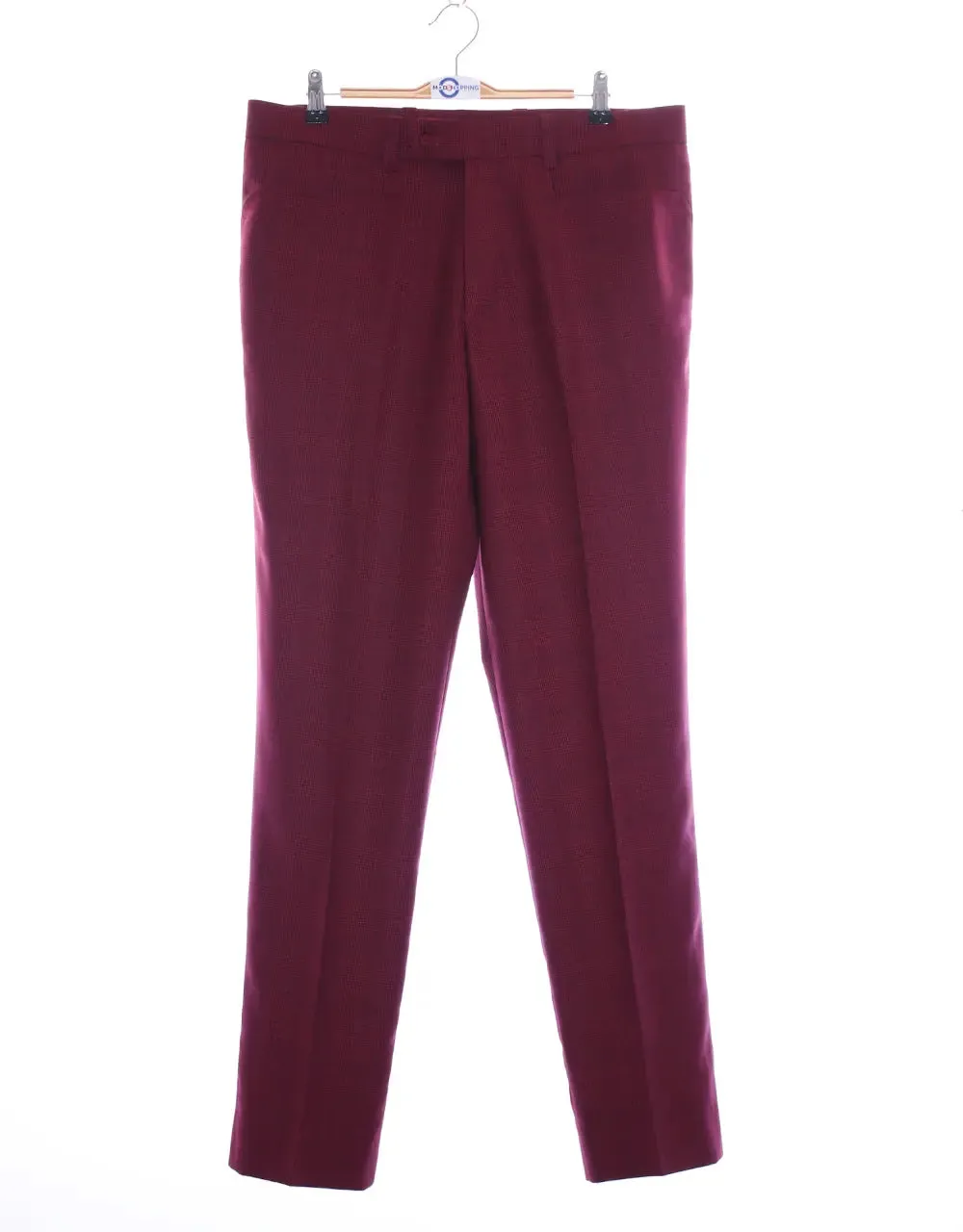 3 Piece Suit | Burgundy Prince Of Wales Suit For Men