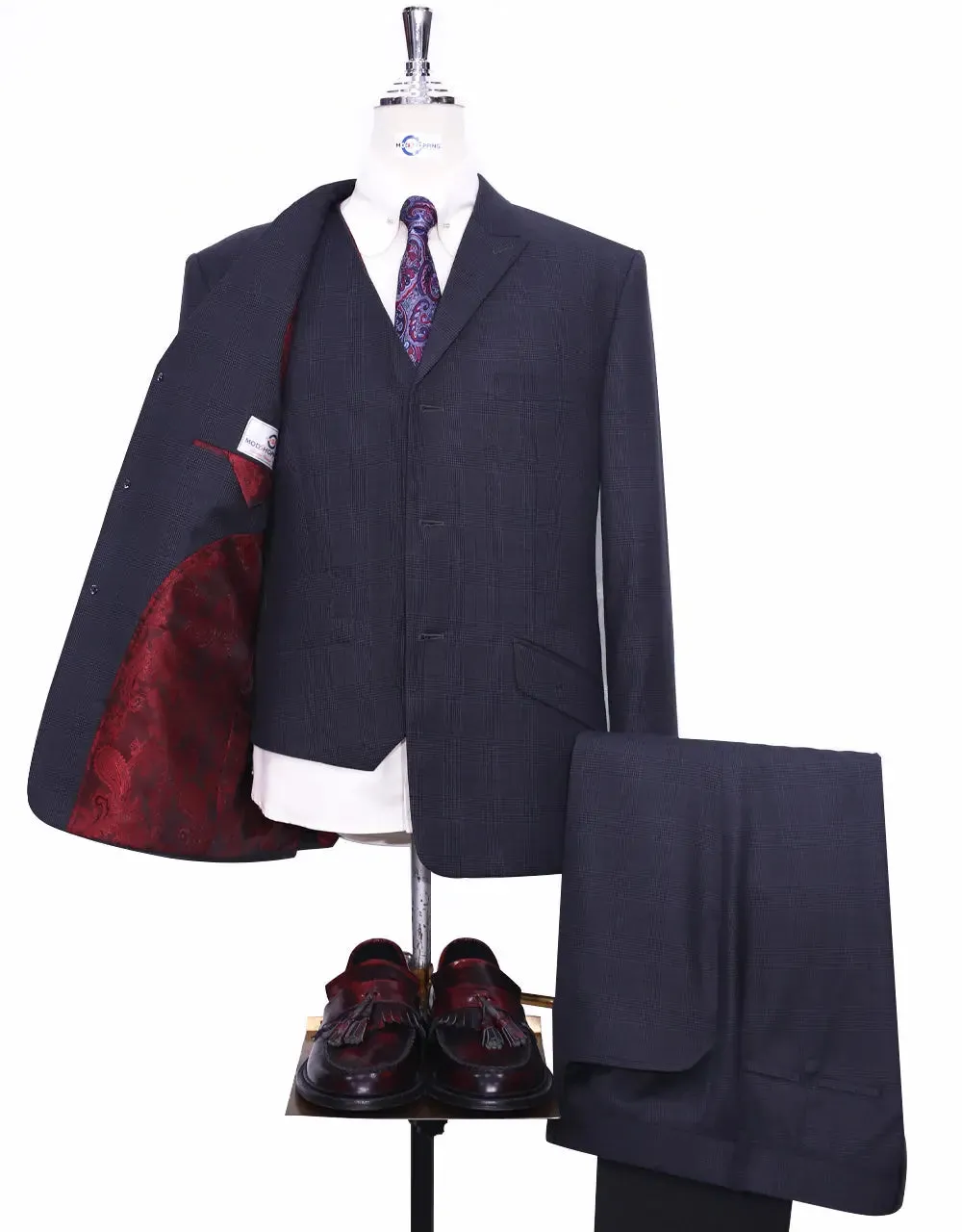 3 Piece Suit | Charcoal Grey Prince Of Wales Check Suit