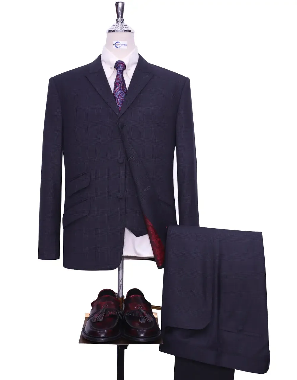 3 Piece Suit | Charcoal Grey Prince Of Wales Check Suit