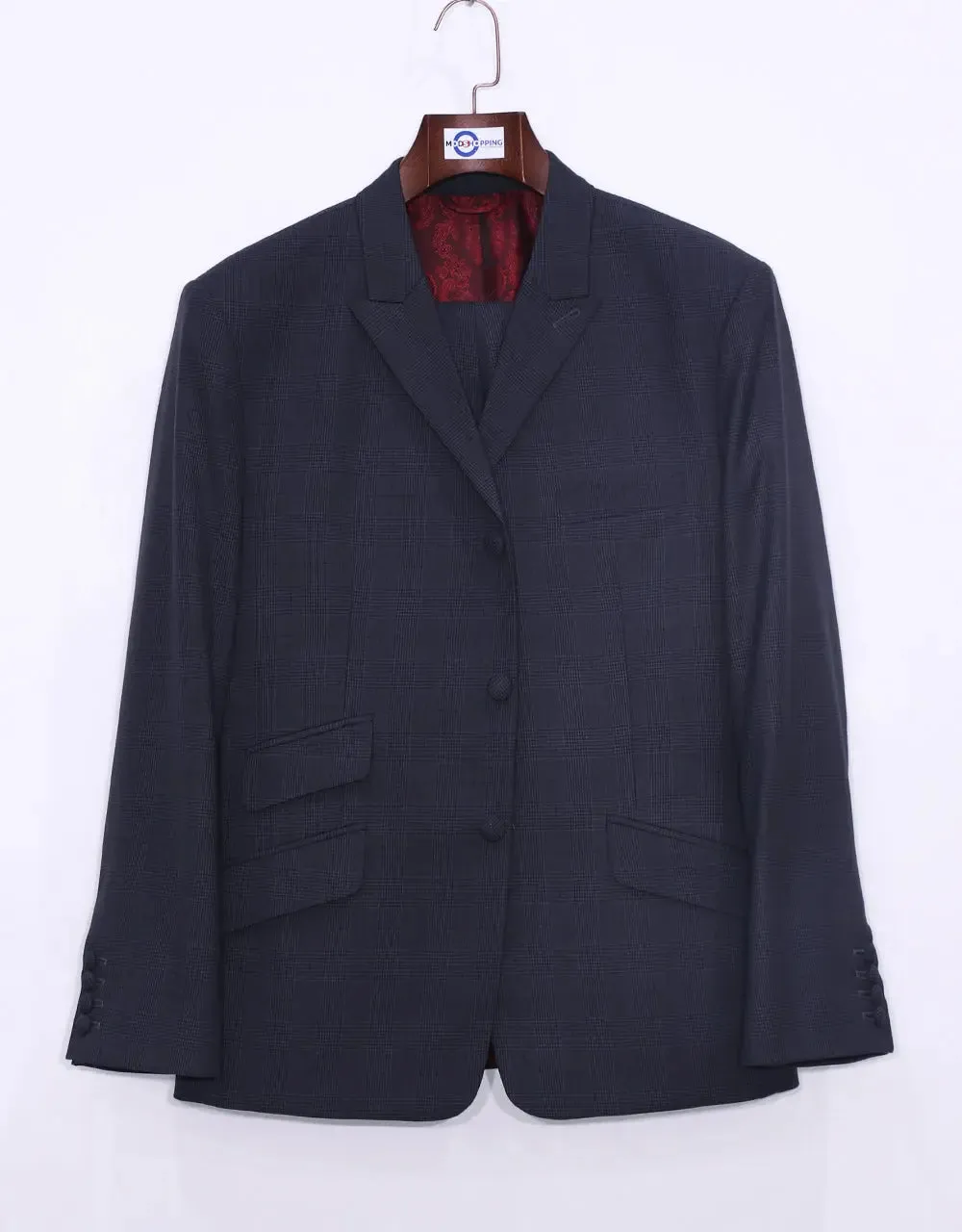 3 Piece Suit | Charcoal Grey Prince Of Wales Check Suit