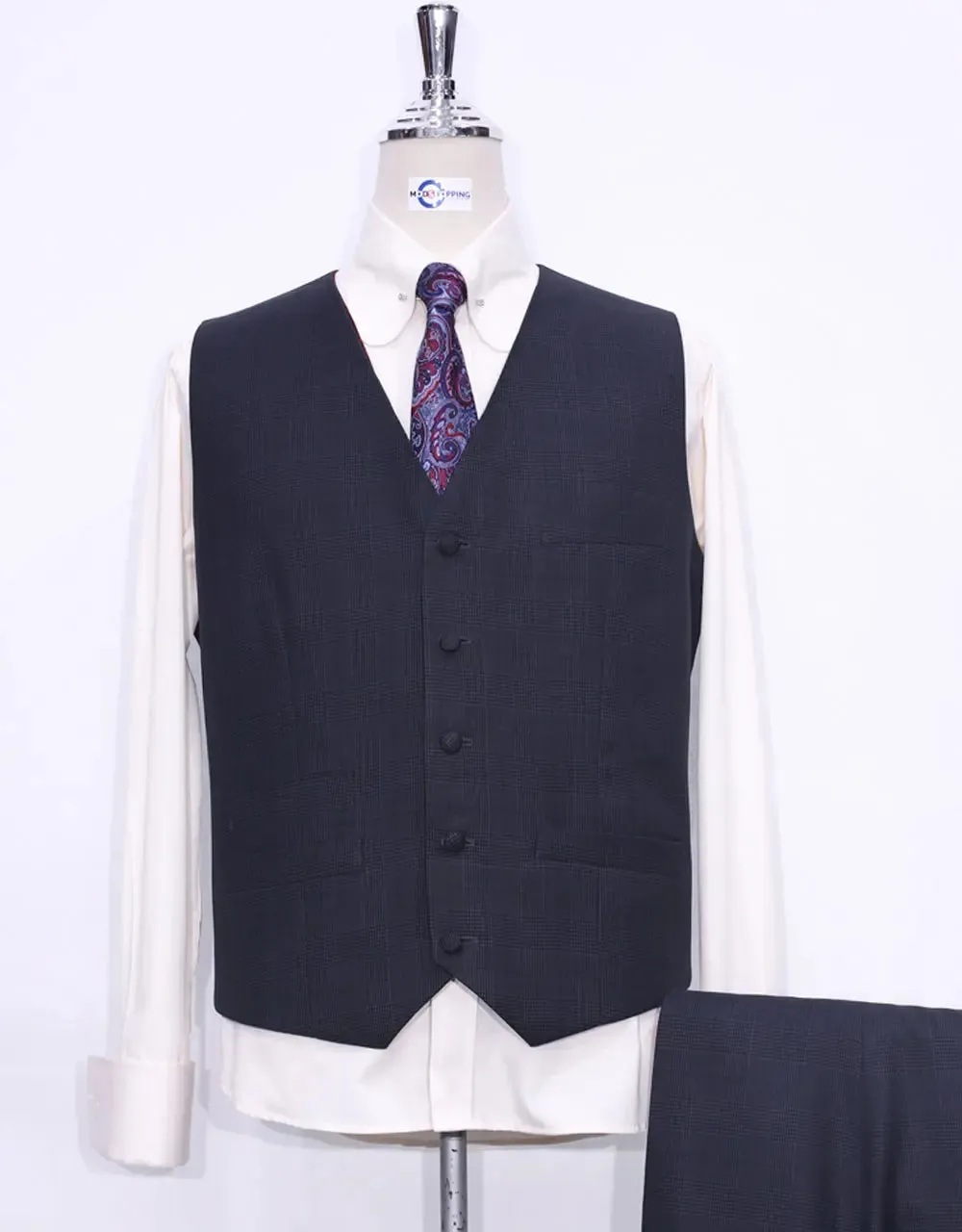 3 Piece Suit | Charcoal Grey Prince Of Wales Check Suit