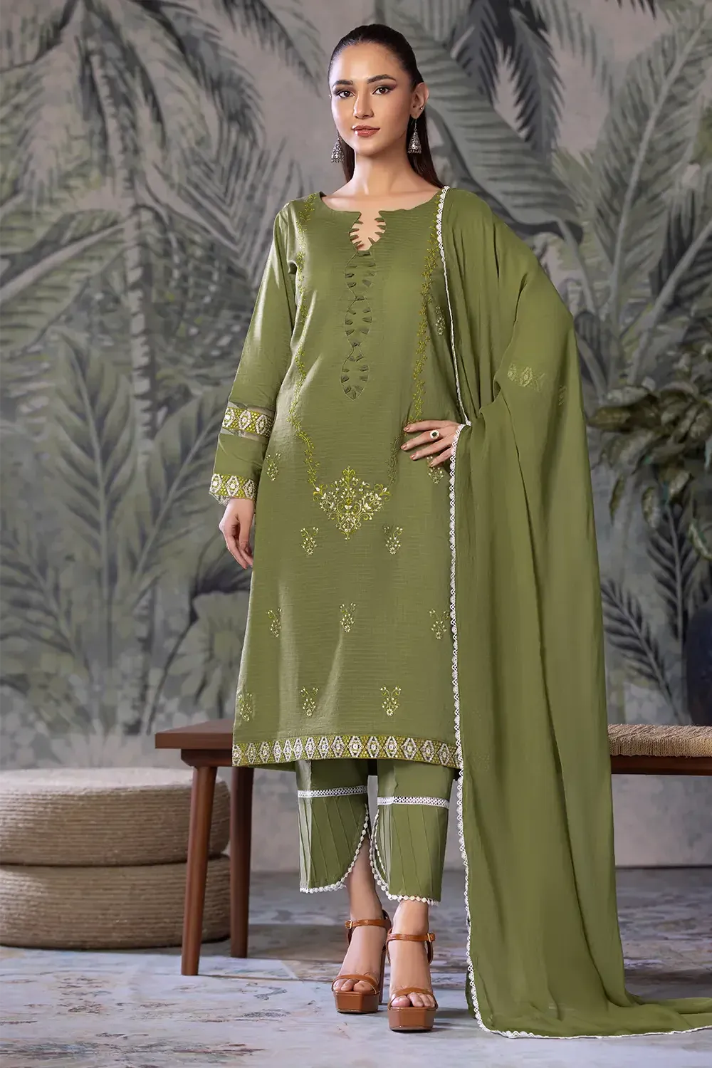 3PC Embroidered Unstitched Cambric Suit KSDE-2833