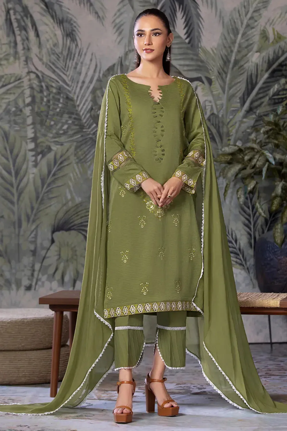 3PC Embroidered Unstitched Cambric Suit KSDE-2833