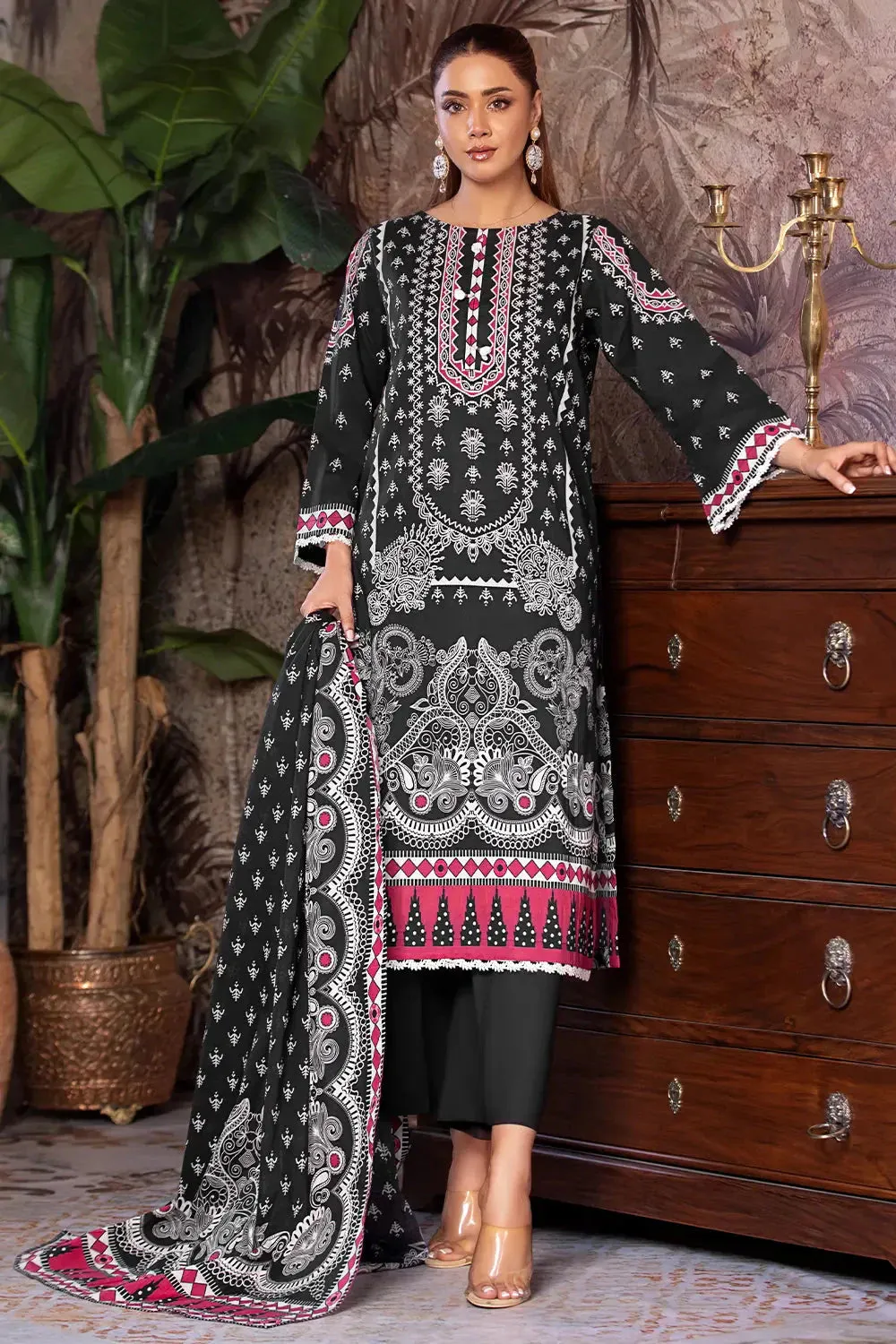 3PC Printed Unstitched Cambric Suit KCC-2848