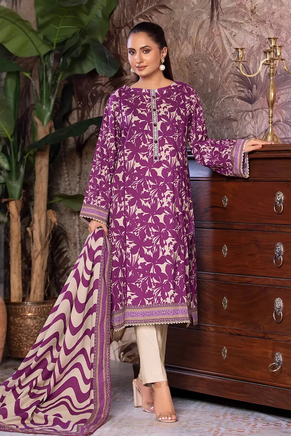 3PC Printed Unstitched Cambric Suit KCC-2851