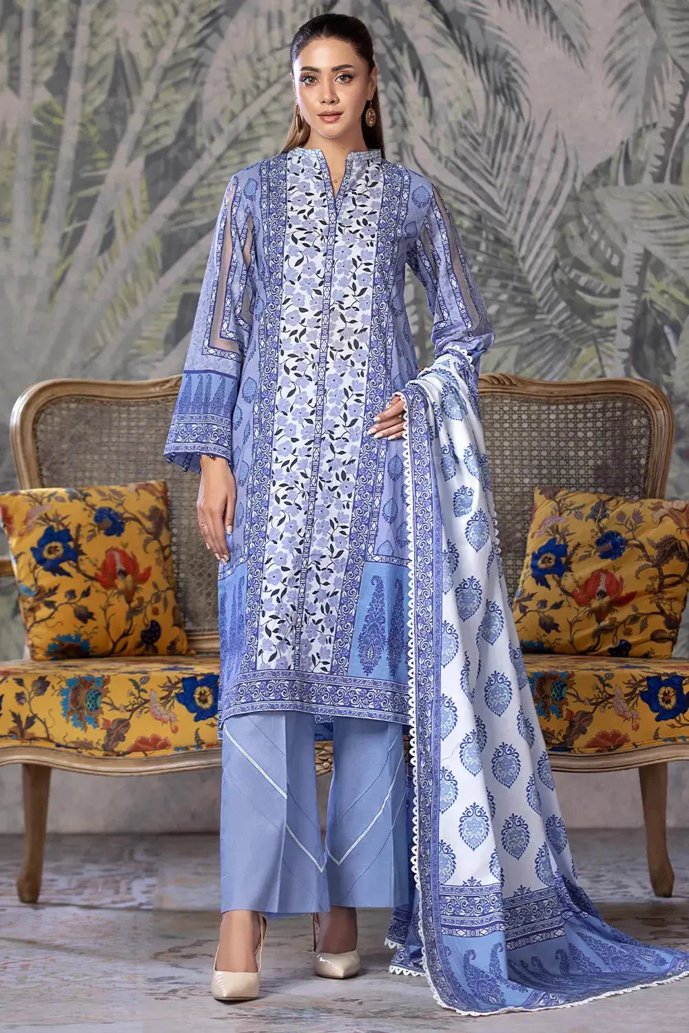 3PC Printed Unstitched Cambric Suit KCC-2854