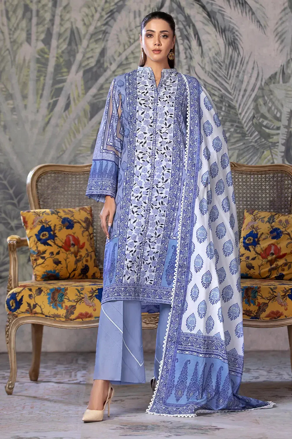 3PC Printed Unstitched Cambric Suit KCC-2854