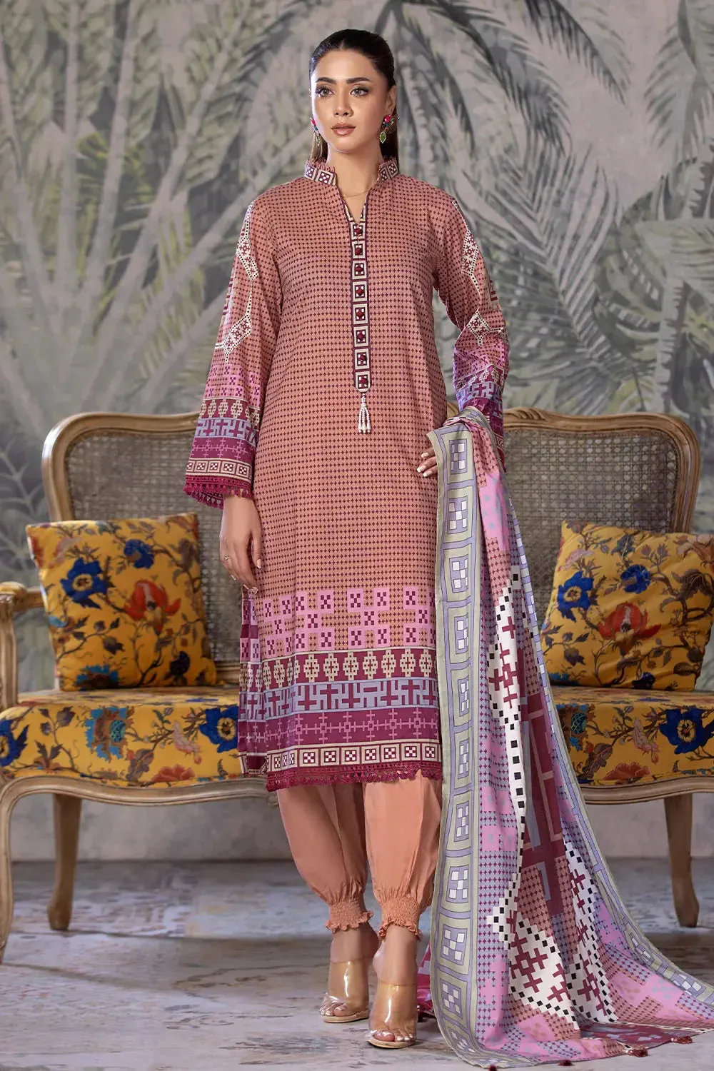 3PC Printed Unstitched Cambric Suit KCC-2857