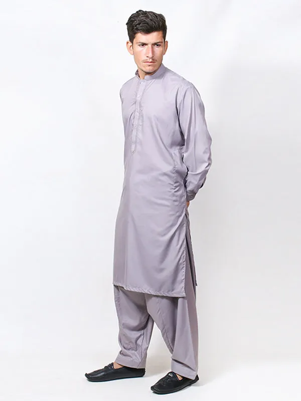 461/1E Men's Kameez Shalwar Stitched Suit Sherwani Collar Light Purple