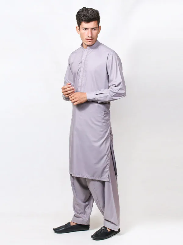 461/1E Men's Kameez Shalwar Stitched Suit Sherwani Collar Light Purple