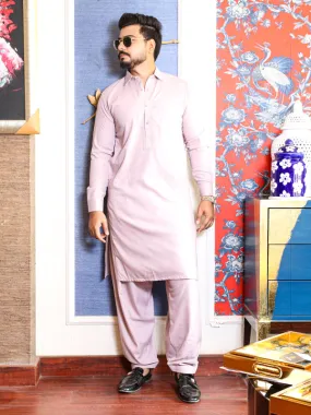 461/2E Men's Kameez Shalwar Stitched Suit Shirt Collar Light Purple