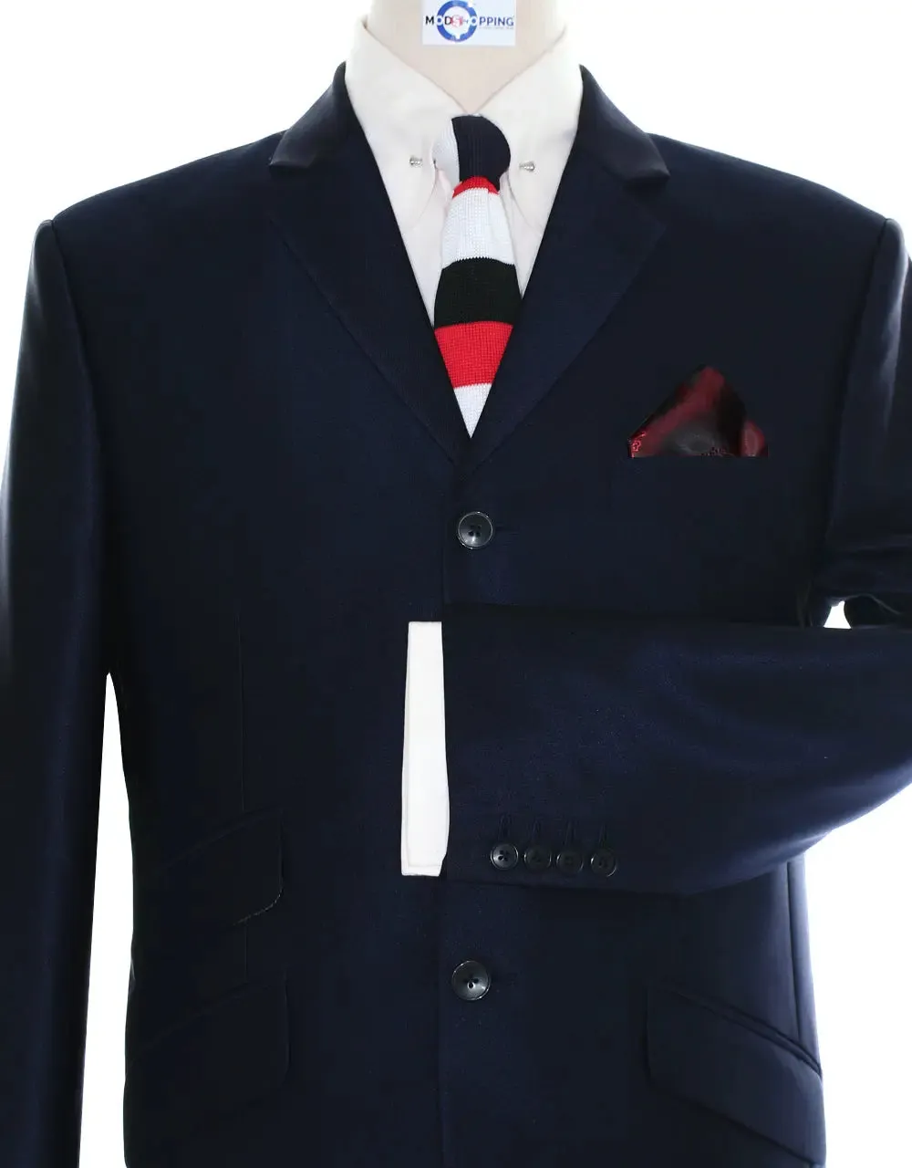 60s Mod Style Dark Navy Blue Tonic Suit