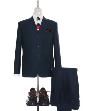 60s Mod Style Dark Navy Blue Tonic Suit