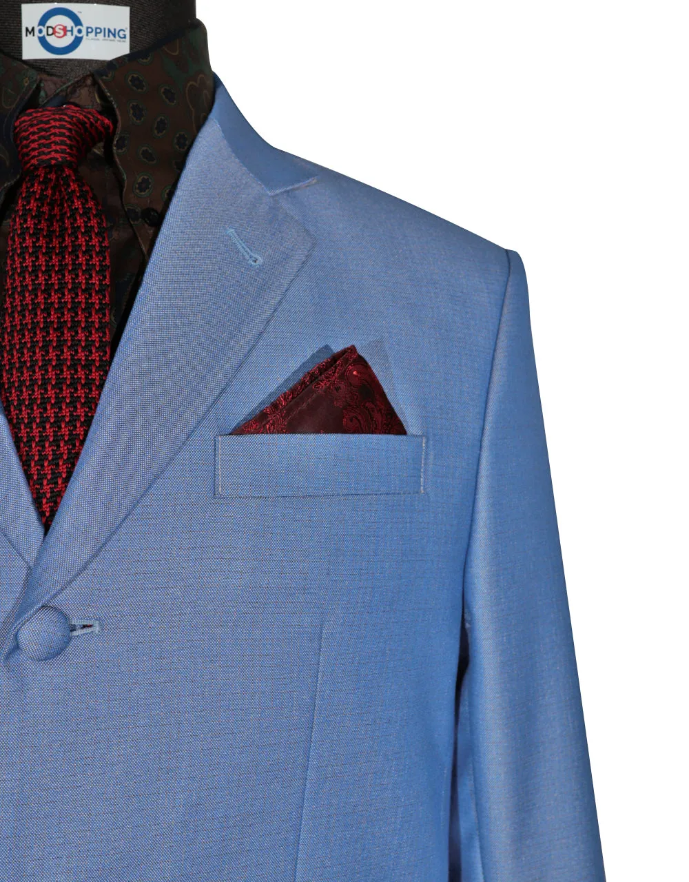 60s Mod Style Sky Blue Tonic Suit