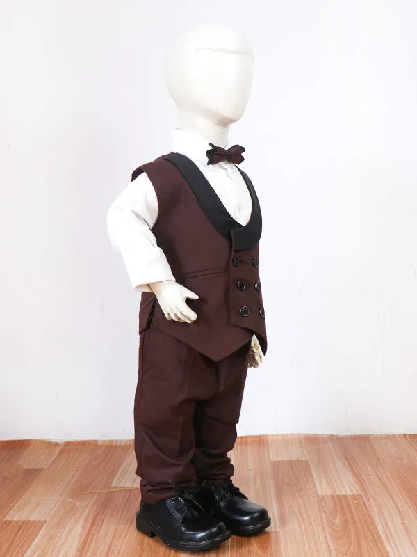 6Mth - 10Yrs Dark Brown 4 Pcs Suit for Boys BCP12