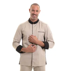 ABAX Ecru/Mocha Long Sleeve Chef Coat - ROBUR