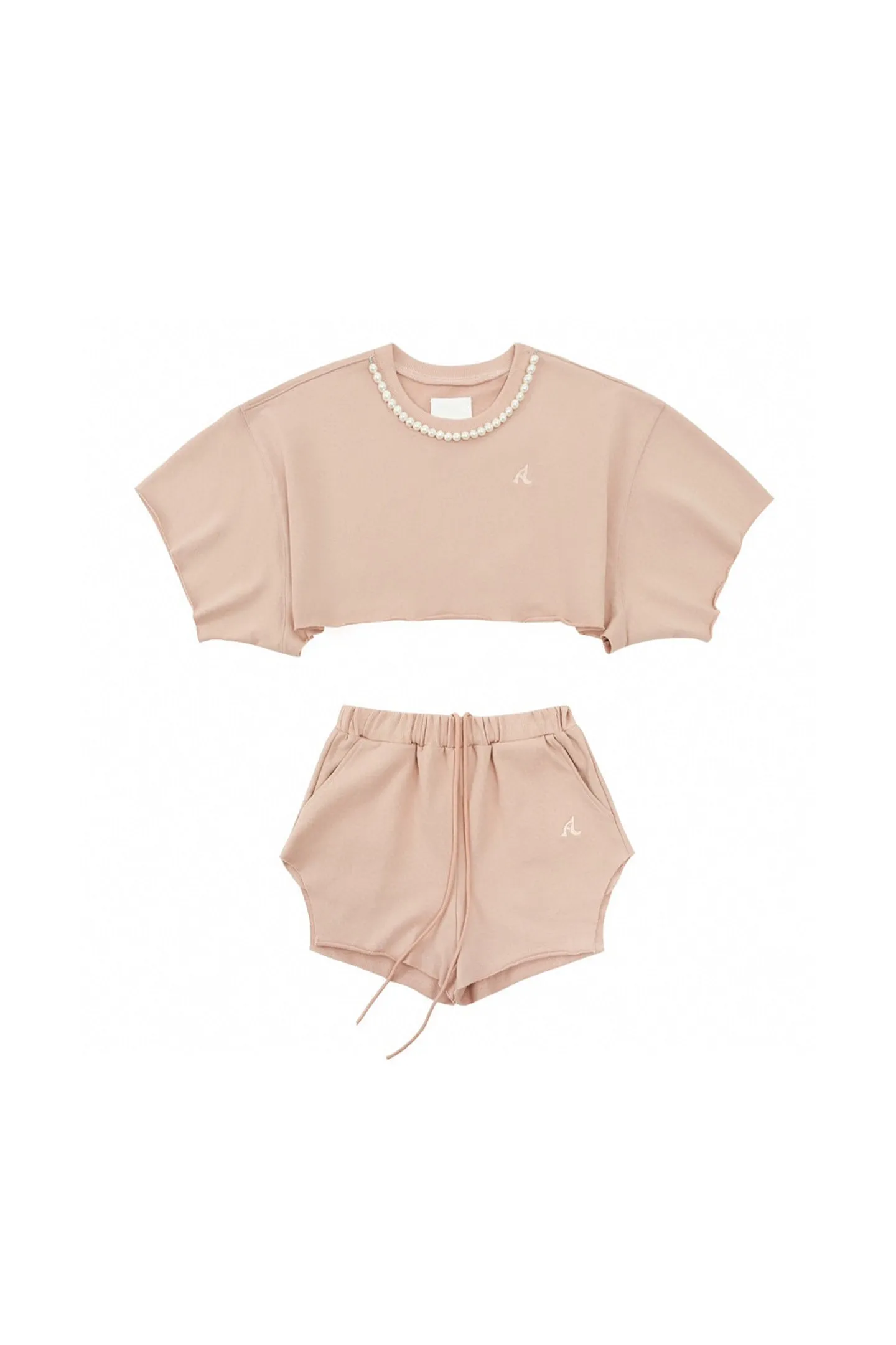 AINTSHY Pearl Sweatshirt Suit-Pink