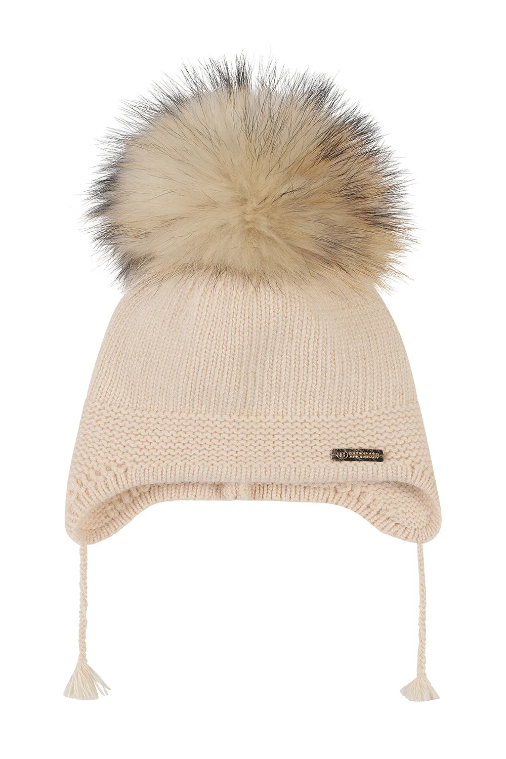 Angora Single pompom tassel hat / Beige