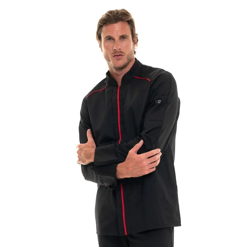 Apollo Black Red Long Sleeve Kitchen Coat - ROBUR