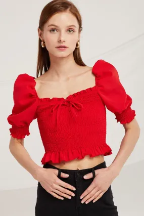 Ariana Off Shoulder Smocked Crop Top