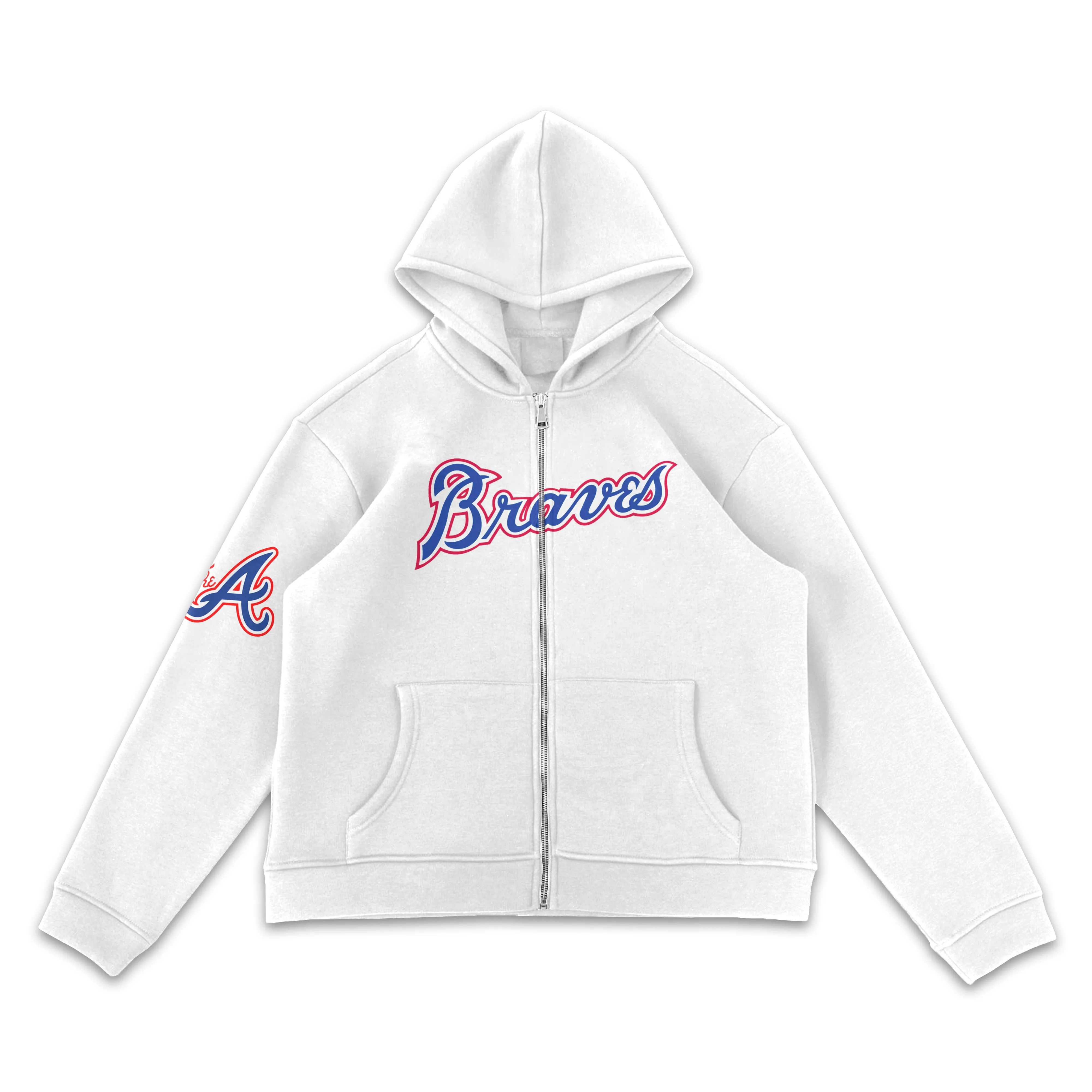 Atlanta Braves Wordmark White Full-Zip Hoodie