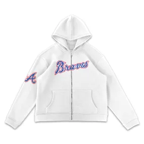 Atlanta Braves Wordmark White Full-Zip Hoodie