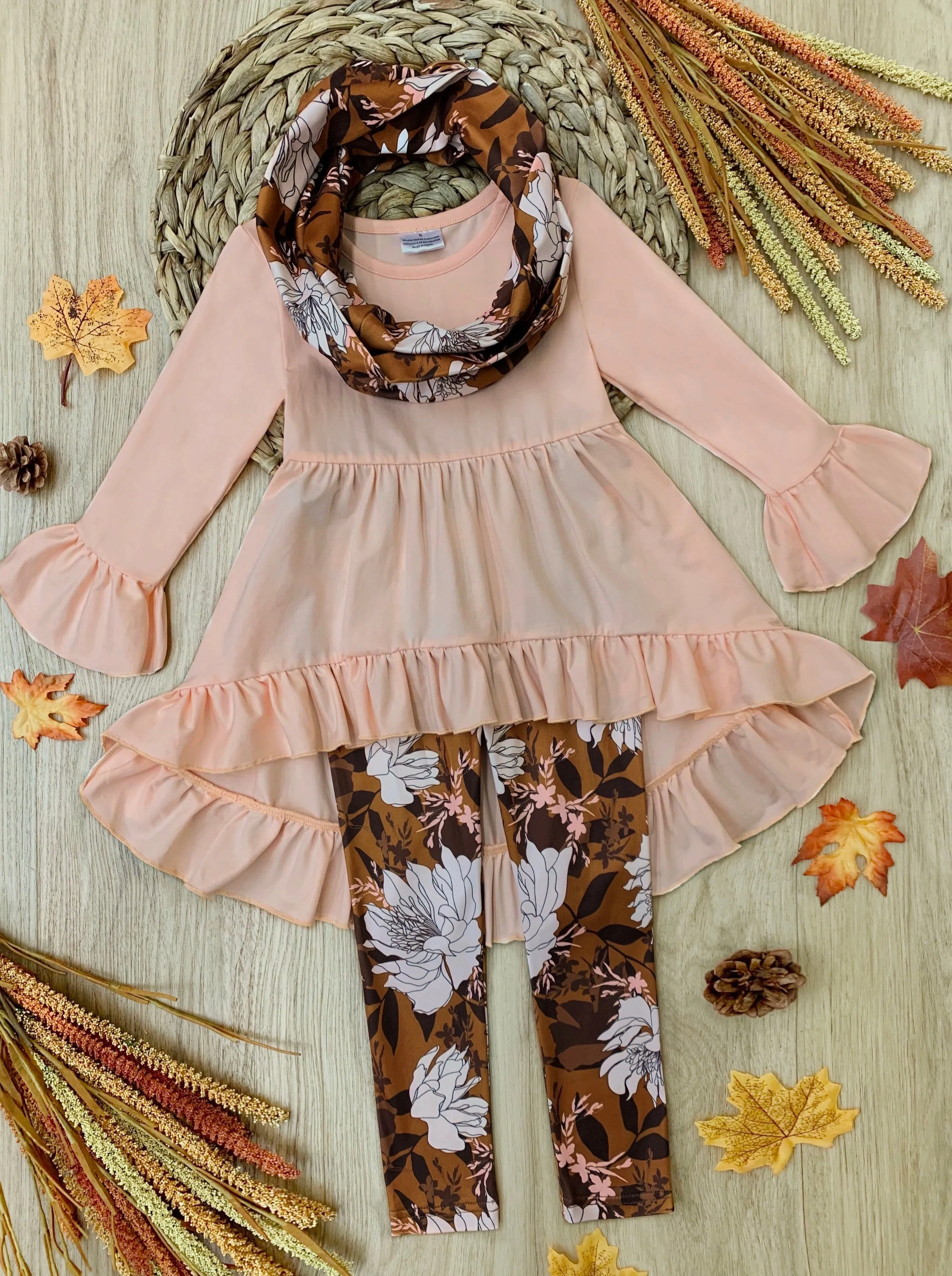 Autumn Blossom Tunic, Scarf and Legging Set