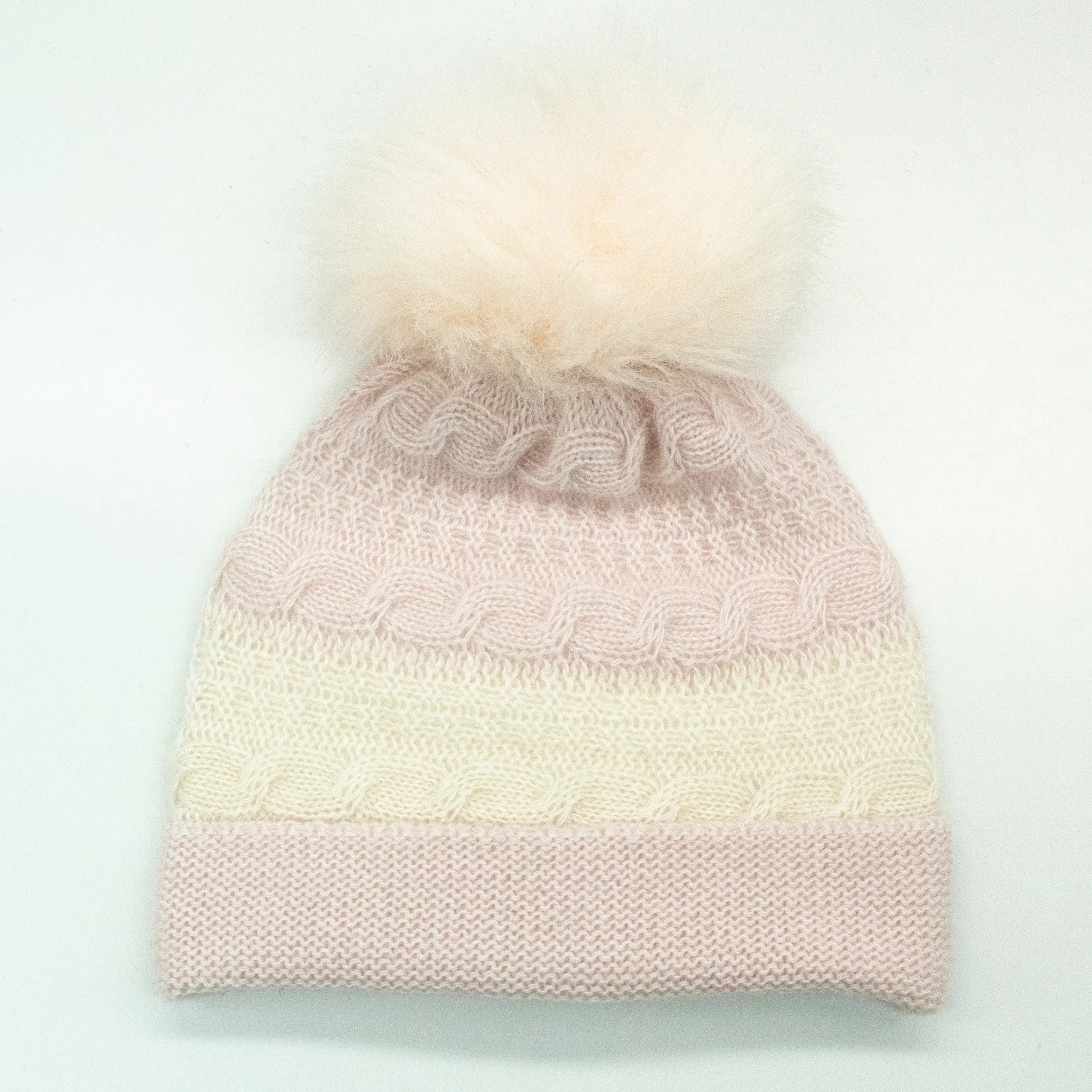 BABY CASHMERE CABLE HAT WITH POM